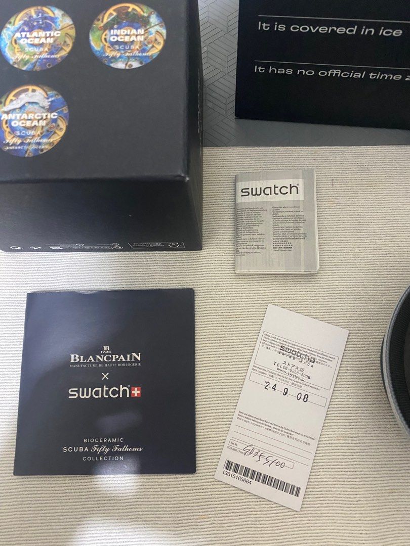 Blancpain x Swatch “Antartic Ocean” (Category: Men's Watches) located in Muntinlupa City. Submitted by angelo_0613 (Listing ID 1390518854, Image 3). Description: Blancpain x Swatch “Antartic Ocean” Complete (Box, Manuals, Hard case) No issues 25k Slightly Negotiable .