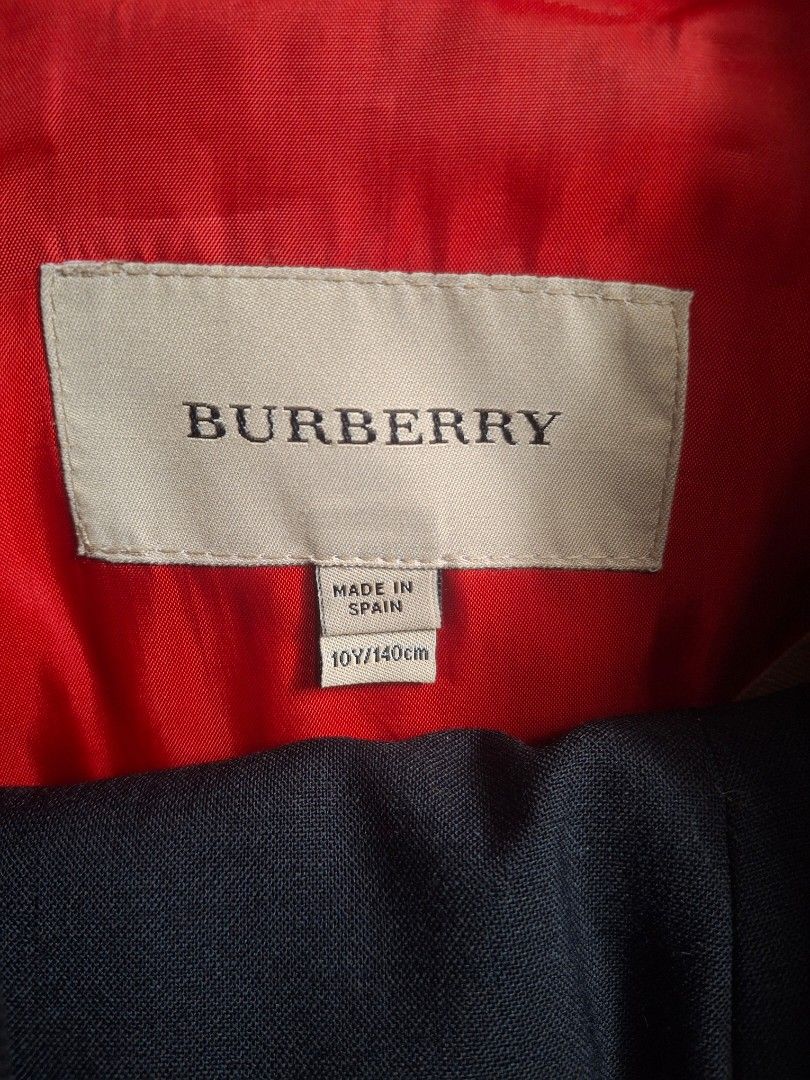 BURBERRY SUIT (Category: Babies & Kids Fashion) located in Bulacan. Submitted by stacksonracks_ph (Listing ID 1390510477, Image 2). Description: Made in Spain Color: Navy Blue Length (Top) : 21 inches Width: 15 inches Sleeve length: 19.5 inches Length (Pants): 33 inches Waistline: 21 inches Leg width: 8.5 inches.
