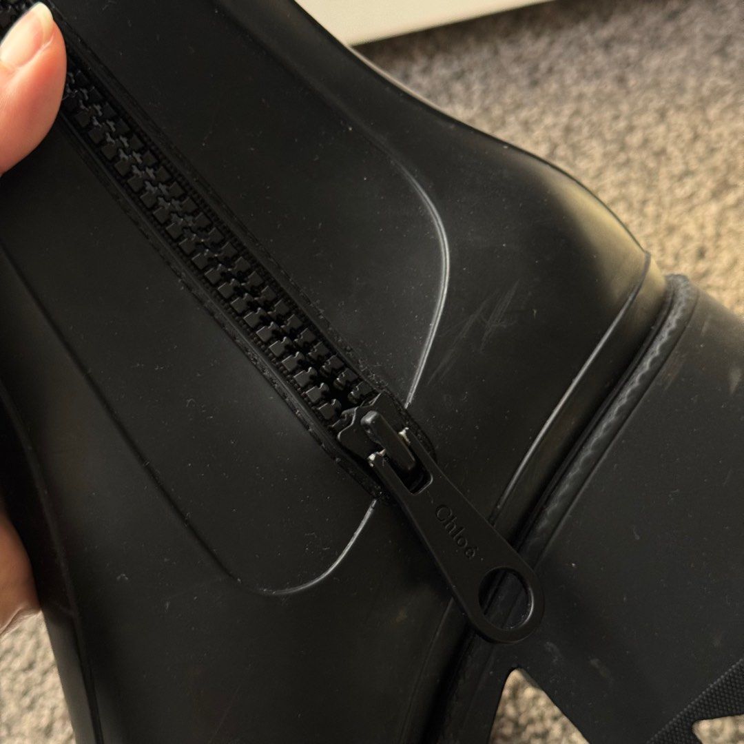 Chloe Betty Boots (Category: Boots) located in Marikina City. Submitted by shopdeynuh (Listing ID 1390523380, Image 3). Description: Size EU 40 Comes with dustbag, box and care cards Excellent-used condition. 100% rubber so has inevitable marks throughout, but no tears. Layaway upto 3 months.
