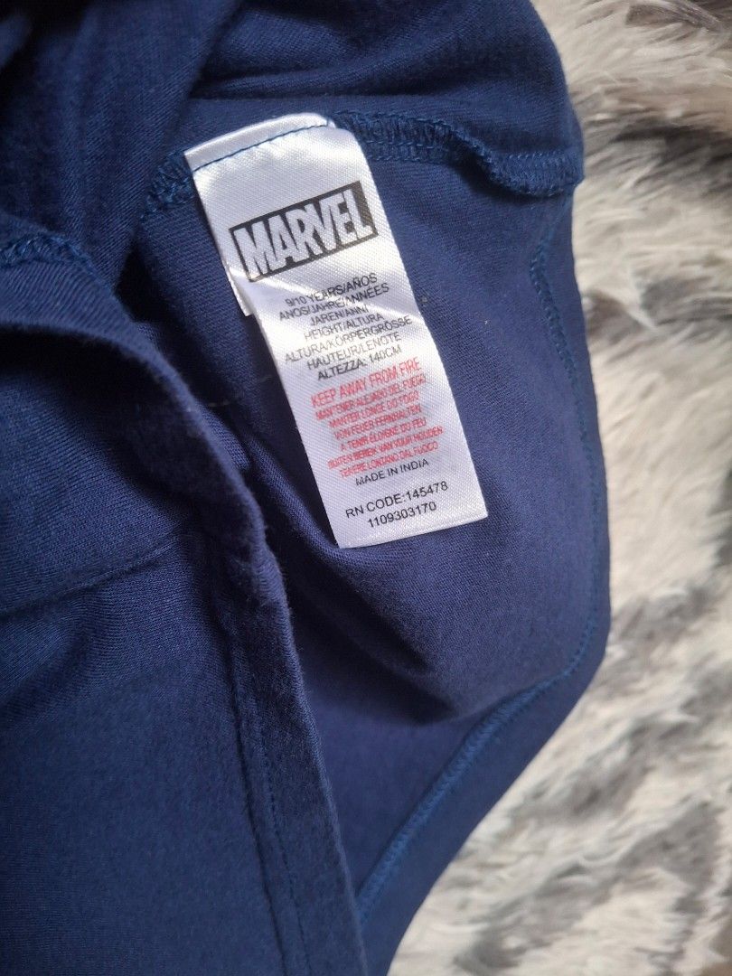 MARVEL (Category: Babies & Kids Fashion) located in Bulacan. Submitted by stacksonracks_ph (Listing ID 1390514642, Image 3). Description: Color: Navy Blue Length: 21.5 inches Width: 16 inches Sleeve length: 6.5 inches Made in India.