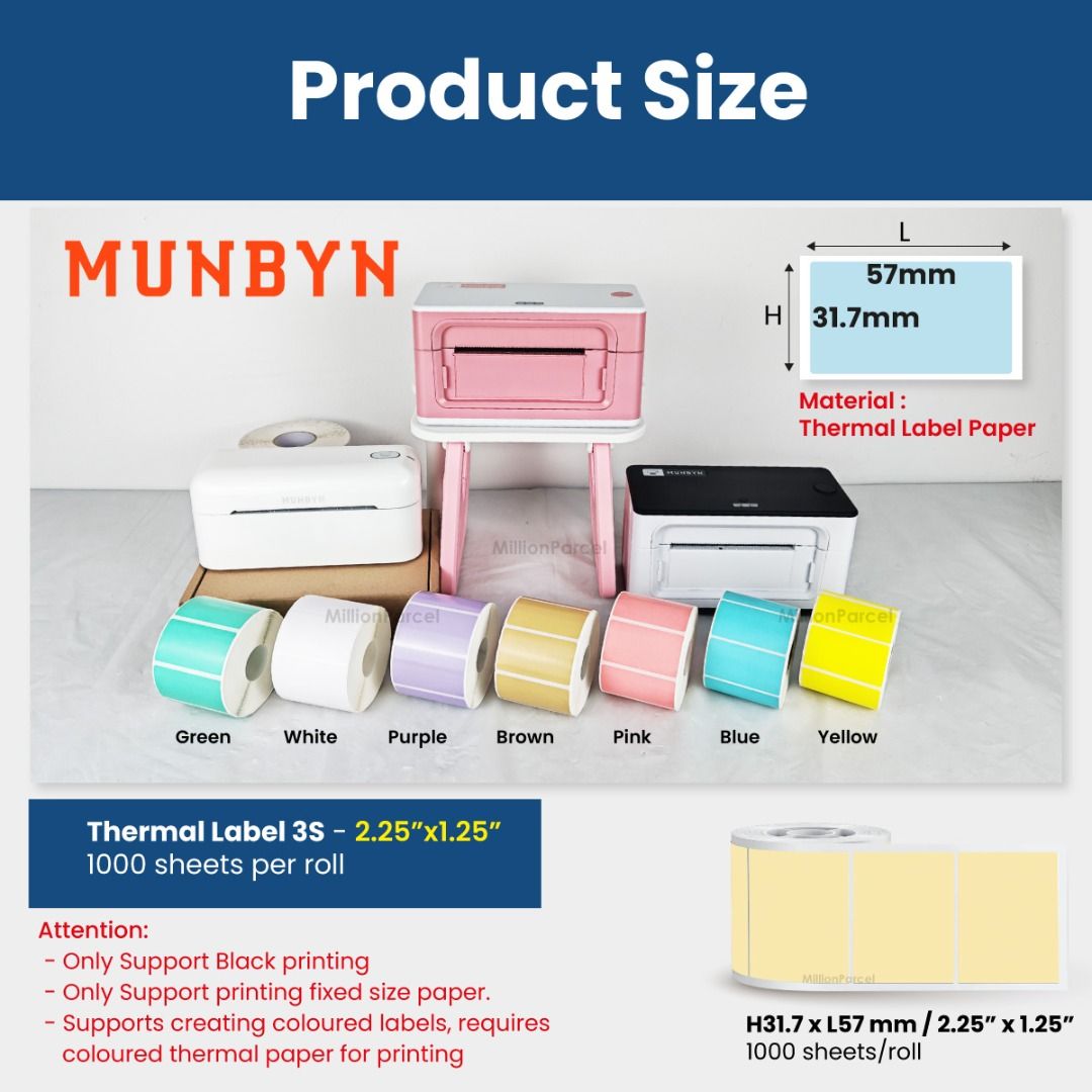 MUNBYN Rectangle Thermal Label | Circle Label | Holographic Label ...