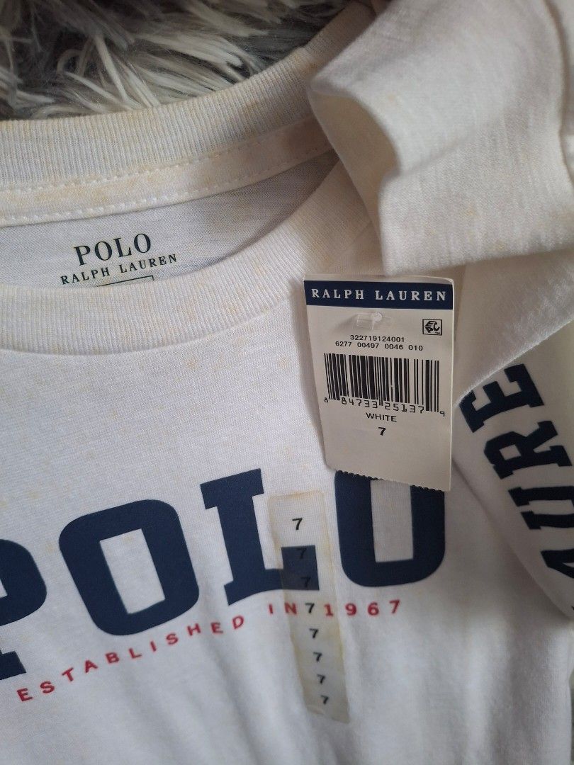 POLO RL (Category: Babies & Kids Fashion) located in Bulacan. Submitted by stacksonracks_ph (Listing ID 1390522958, Image 3). Description: Color: White Length: 20.5 inches Width: 15.5 inches Sleeve length: 19 inches FLAWS: Discoloration sa pagkakatago brand new w/ tag..