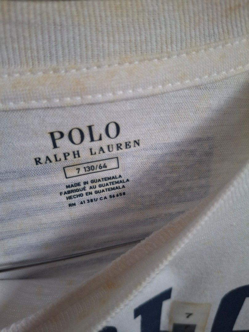POLO RL (Category: Babies & Kids Fashion) located in Bulacan. Submitted by stacksonracks_ph (Listing ID 1390522958, Image 2). Description: Color: White Length: 20.5 inches Width: 15.5 inches Sleeve length: 19 inches FLAWS: Discoloration sa pagkakatago brand new w/ tag..
