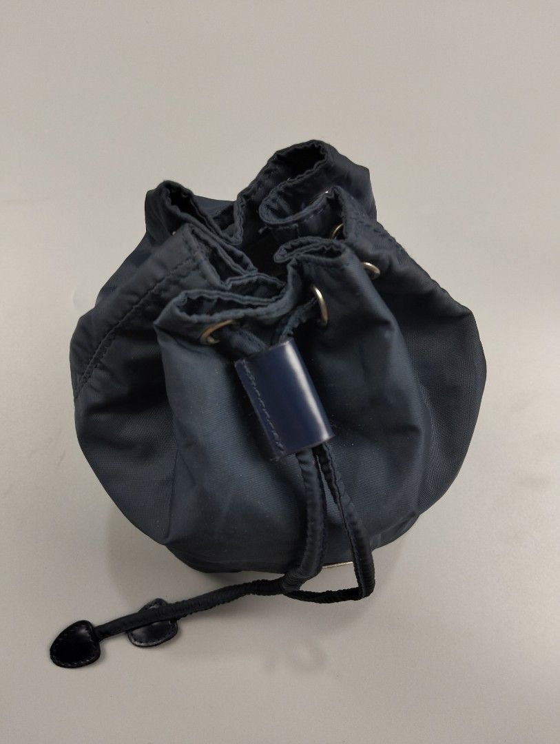 PRADA mini bucket bag (Category: Luxury Bags & Wallets) located in Bulacan. Submitted by recycloth_ (Listing ID 1390565089, Image 3). Description: PRADA mini bucket bag navy made in italy in great condition no issue no flaws HMU!.