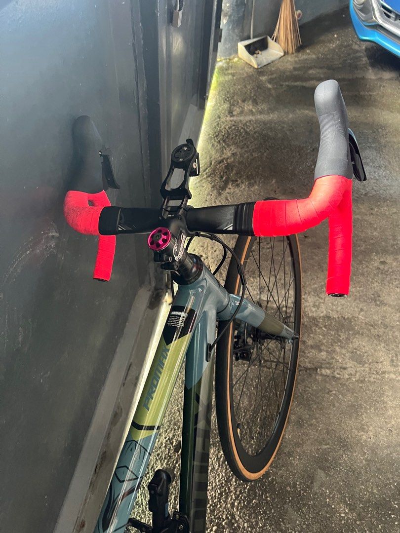 PROMAX PR30 V2 (Category: Bicycles) located in San Jose del Monte. Submitted by jd_ec (Listing ID 1390523108, Image 2). Description: FRAMESET: - PROMAX PR30 V2 - SIZE SMALL 46cm COCKPIT: - INSPEED SHORT STEM 50mm - AEROIC DROPBAR 400mm (bucklos bartape) - ALLOY SEATPOST - ROCKBROS SEAT CLAMP - MEROCA HANDLE BAR CAP/ STEM CAP DRIVETRAIN: - LTWOO R2 GS 2x7 - STOCK DISC BRAKES with new pads - STOCK CRANK - RAGUSA ALLOY PEDALS WS: - RAGUSA KAYDEN TAN