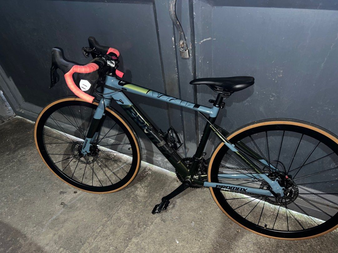 PROMAX PR30 V2 (Category: Bicycles) located in San Jose del Monte. Submitted by jd_ec (Listing ID 1390523108, Image 1). Description: FRAMESET: - PROMAX PR30 V2 - SIZE SMALL 46cm COCKPIT: - INSPEED SHORT STEM 50mm - AEROIC DROPBAR 400mm (bucklos bartape) - ALLOY SEATPOST - ROCKBROS SEAT CLAMP - MEROCA HANDLE BAR CAP/ STEM CAP DRIVETRAIN: - LTWOO R2 GS 2x7 - STOCK DISC BRAKES with new pads - STOCK CRANK - RAGUSA ALLOY PEDALS WS: - RAGUSA KAYDEN TAN