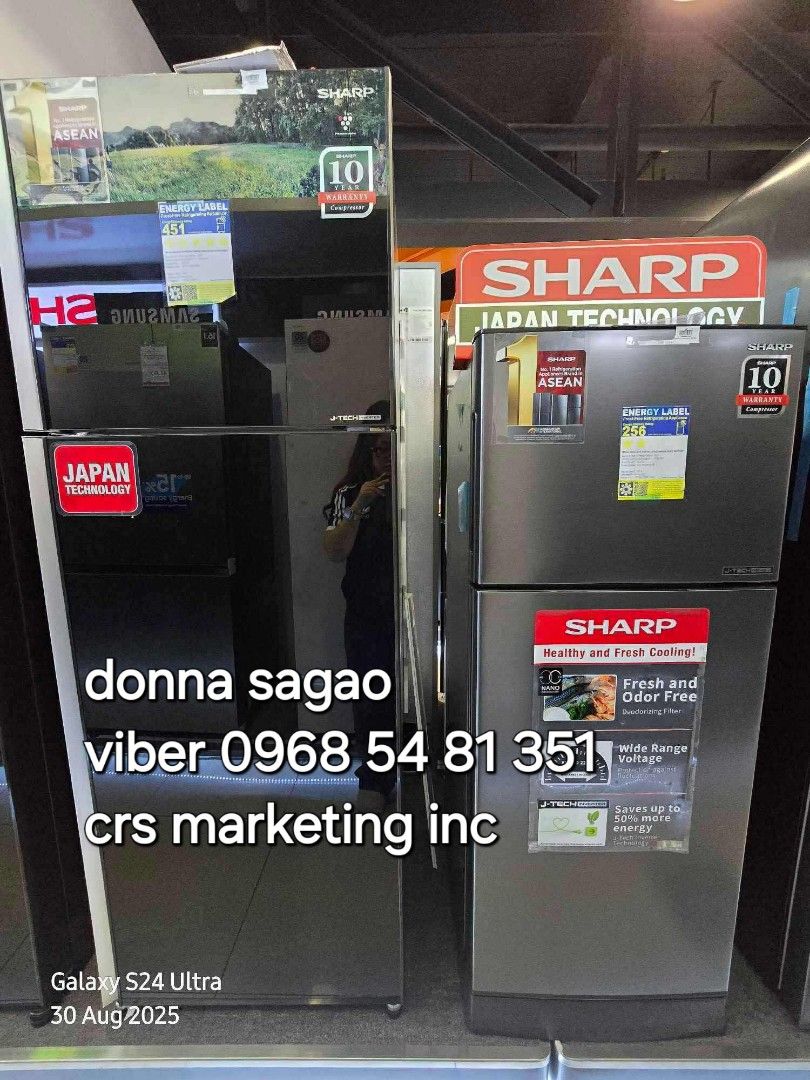 Sharp two door refrigerator (Category: Refrigerators and Freezers) located in Manila. Submitted by donnasagao03665 (Listing ID 1390491822, Image 1). Description: 💙 SHARP TWO DOOR REFRIGERATOR INVERTER NO FROST / SHARP REF / SHARP BOTTOM FREEZER REF 💙 📍TWO DOOR NO FROST INVERTER FTS SERIES SJ-FTS07BVS-DS 6.4 - 16,500 SJ-FTS08BVS-DS 7.9 - 17,900 SJ-FTS09BVS-DS 8.9 - 19,800 SJ-FTS11BVS-DS 10.1 - 22,700 SJ-FTS13BVS-DS 12.7 - 24,800 FTG SERIES SJ-F