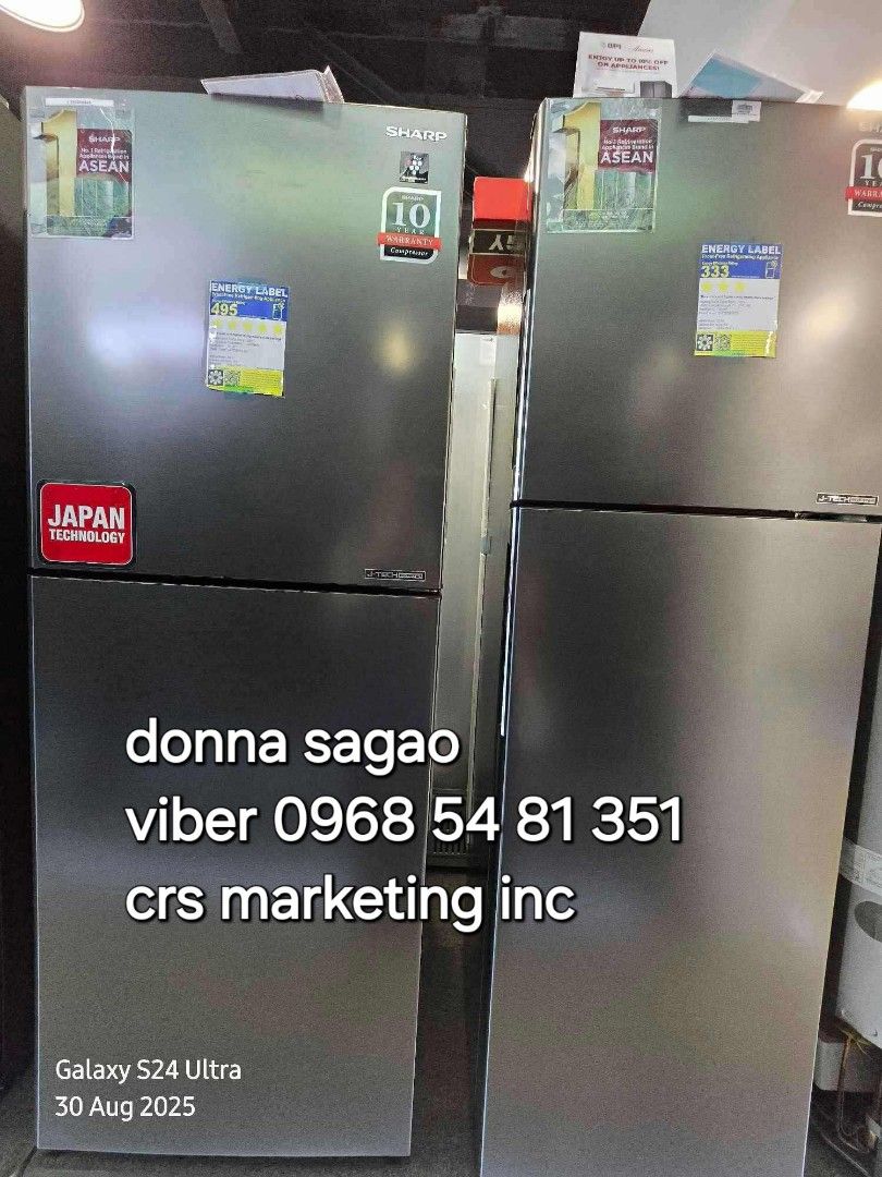 Sharp two door refrigerator (Category: Refrigerators and Freezers) located in Manila. Submitted by donnasagao03665 (Listing ID 1390491822, Image 3). Description: 💙 SHARP TWO DOOR REFRIGERATOR INVERTER NO FROST / SHARP REF / SHARP BOTTOM FREEZER REF 💙 📍TWO DOOR NO FROST INVERTER FTS SERIES SJ-FTS07BVS-DS 6.4 - 16,500 SJ-FTS08BVS-DS 7.9 - 17,900 SJ-FTS09BVS-DS 8.9 - 19,800 SJ-FTS11BVS-DS 10.1 - 22,700 SJ-FTS13BVS-DS 12.7 - 24,800 FTG SERIES SJ-F