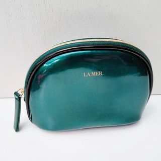 美國 La Mer 墨綠色光面尼龍布 貝殼型 化妝袋64229339720578110
