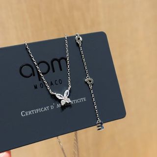 APM Monaco 蝴蝶項鍊女生簡約銀鎖骨鍊時尚設計生日禮物送女友64198645619843110