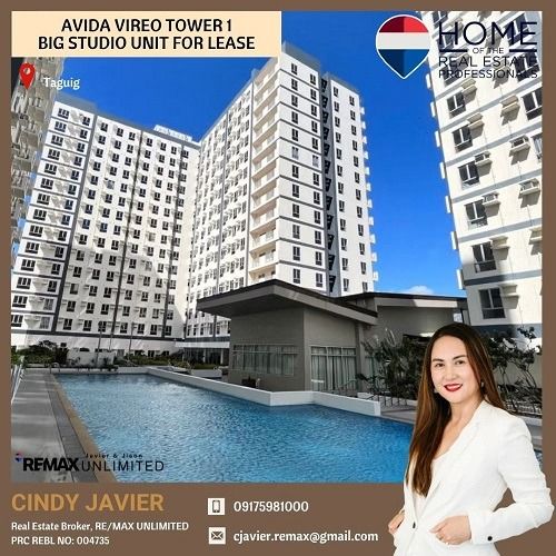 Avida Vireo Tower 1 Big Studio Unit For Lease (Category: Apartments & Condos) located in Makati City. Submitted by REMAXUNLIMITEDPH (Listing ID 1395602801, Image 2). Description: ✨ FOR LEASE: Big Corner Studio Unit | Avida Vireo Tower 1, Taguig ✨ 📍 Location: Avida Vireo Tower 1, Taguig 🏢 Unit Type: Corner Studio (Bare) 📐 Floor Area: 31 sqm 💡 Highlights: ✔️ Corner unit with great natural light ✔️ Efficient 31 sqm layout – can be styled as a ch
