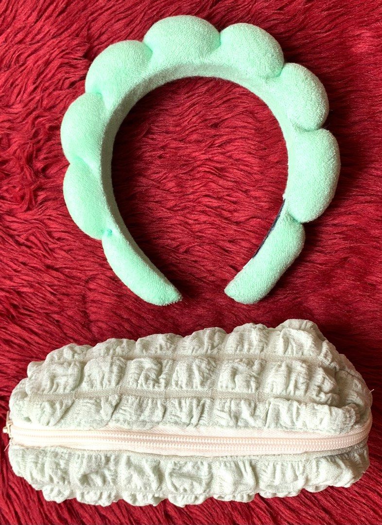 Bubble headband & Bubble pouch set (Mint green) (Category: Face Care) located in Quezon City. Submitted by jaianaapura (Listing ID 1395597536, Image 2). Description: Open for wholesale and bulk orders good for corporate giveaways and personal use Dm me for fast transactions! Location: Project 4 cubao qc. .