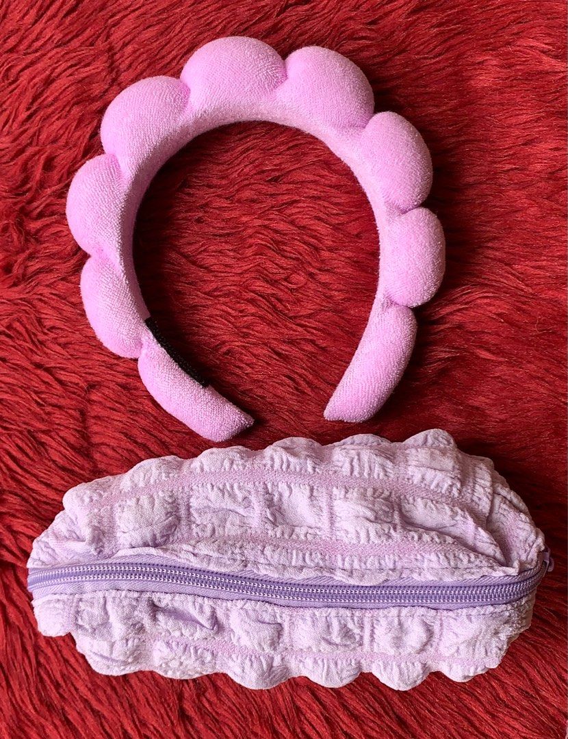 Bubble headband & Bubble pouch set (Purple) (Category: Face Care) located in Quezon City. Submitted by jaianaapura (Listing ID 1395597719, Image 2). Description: Open for wholesale and bulk orders good for corporate giveaways and personal use Dm me for fast transactions! Location: Project 4 cubao qc. .