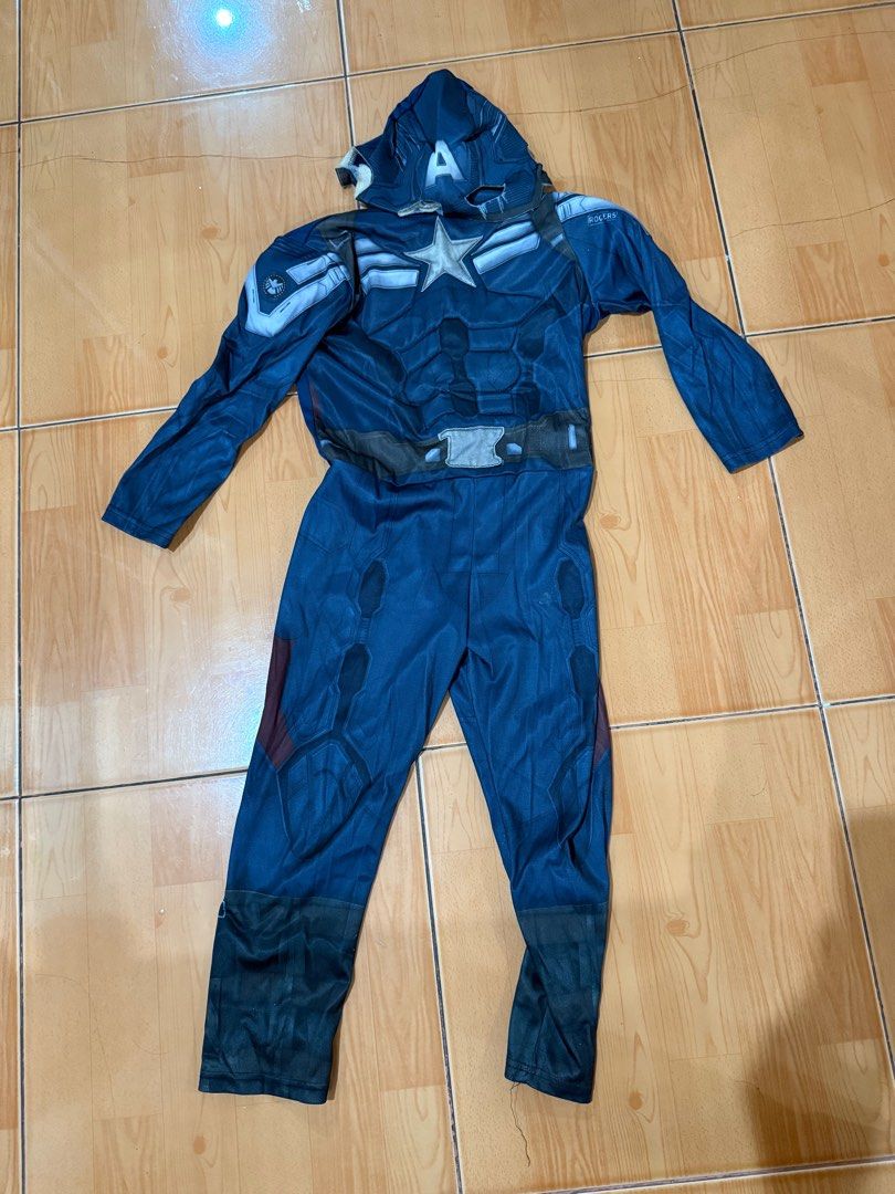 CAPT. AMERICA costume bought in US (Category: Babies & Kids Fashion) located in Quezon City. Submitted by krisallie (Listing ID 1395574000, Image 1). Description: Captain America with padding. Bought in US..