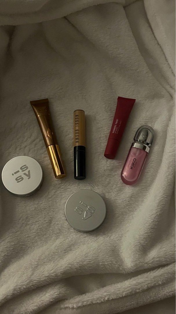 HIGH END MAKEUP AND LOCAL MAKEUP (Category: Makeup) located in Cebu City. Submitted by _julia1111 (Listing ID 1395689542, Image 1). Description: Rfs: not my shade/decluttering Bobbi brown- 1k swatched only, bought this for 1.5k, shade: natural (perfect for morena skin) Sunnies face lip glaze- 400 (with box, never been used) issy creme cheek blush - 120, shade: babygirl (swatched only) issy creme bronzer - 120, shade: toast (swatched only) kiko mi
