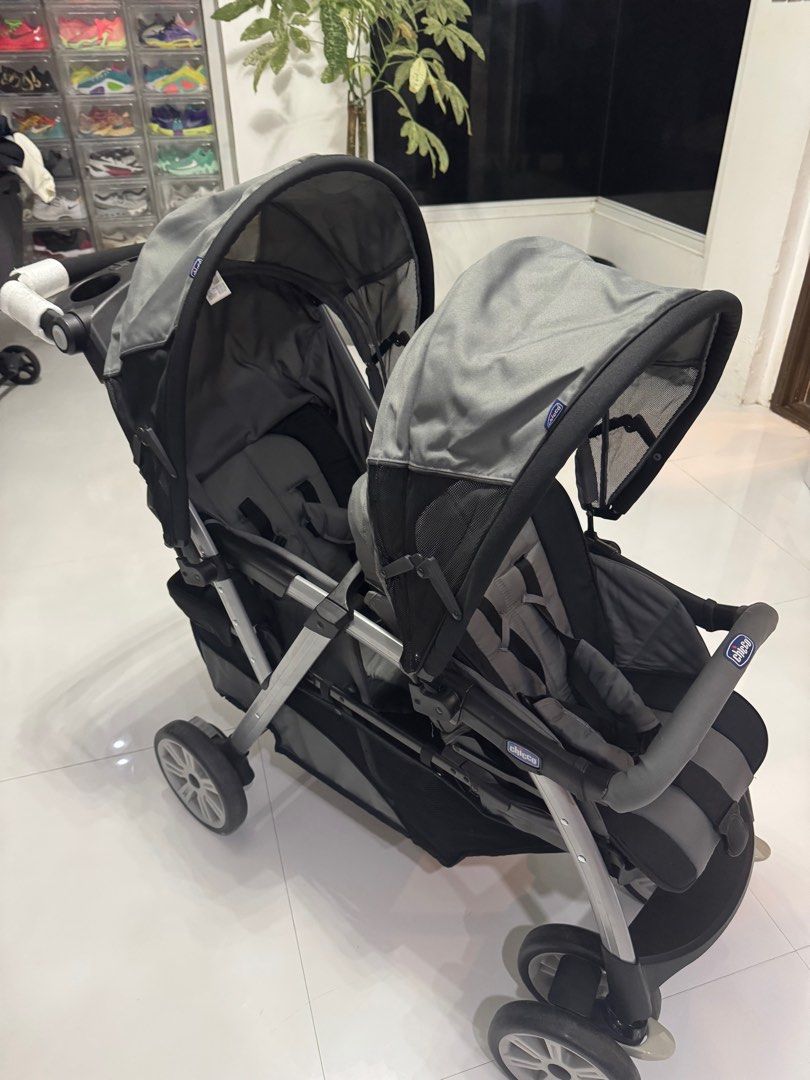 Chicco Cortina Together Double Stroller (Category: Strollers) located in Manila. Submitted by alcariasa31694 (Listing ID 1395671942, Image 1). Description: - Chicco Cortina Together double stroller - Two seats with canopies and safety harnesses - Stylish gray and black color scheme - Convenient storage basket - Parent tray with cup holders ✅brand new condition (never used) ✅no box ✅Bought for 29,999 selling low fixed price .