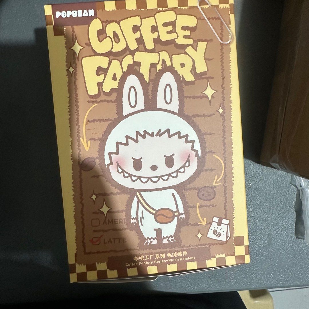 Coffee Factory Plush Pendant - Labubu (Category: Designer & Blind Box Toys) located in Makati City. Submitted by krsst (Listing ID 1395656815, Image 2). Description: ✨Sealed foil, box opened at the bottom ✨ Available for same day delivery 📍poblacion, makati 🫶 Can also trade to crybaby .