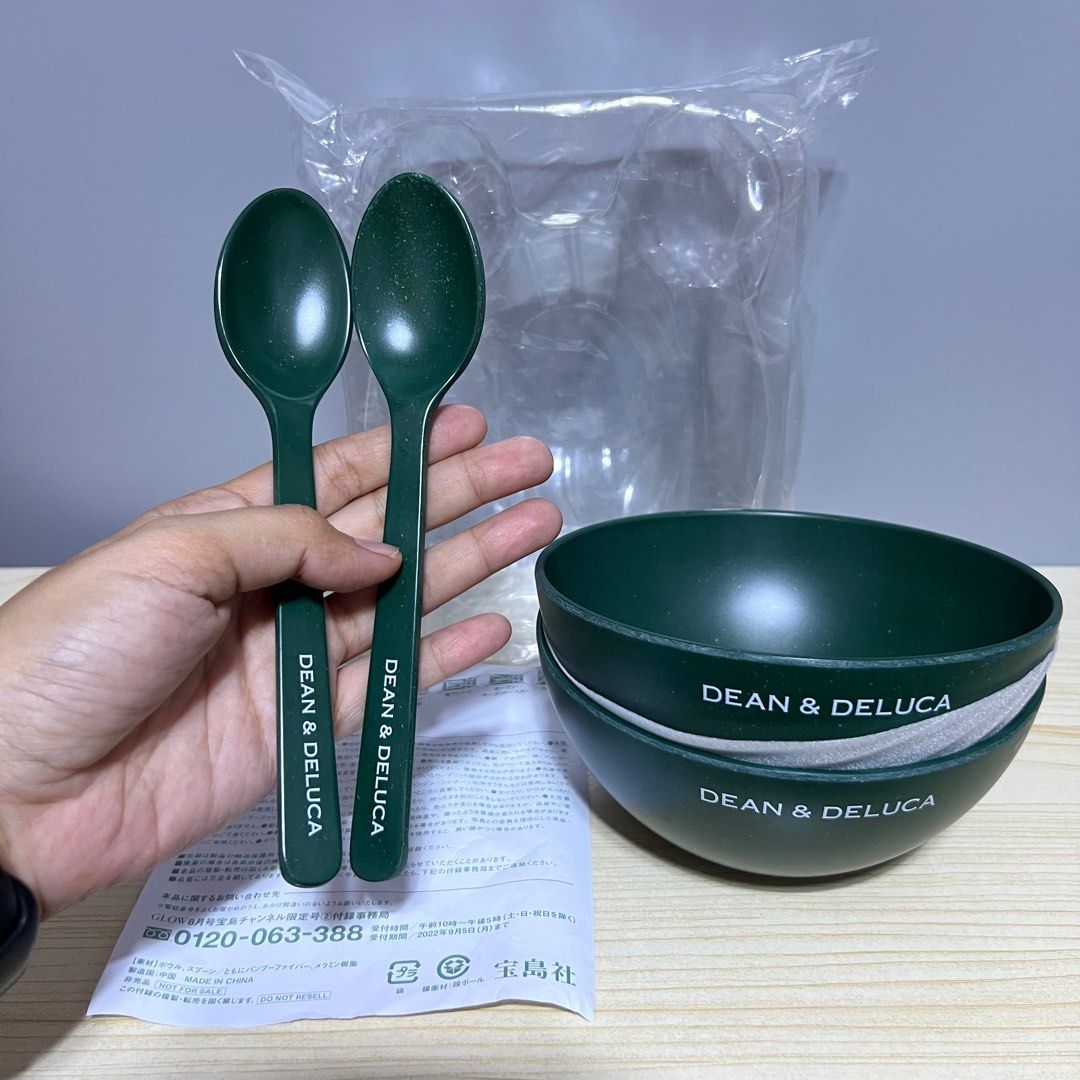 Dean & DeLuca Bowl and Spoon Set (green) - Php 500/set (2 sets available) (Category: Dinnerware & Cutlery) located in Davao. Submitted by pandorastoybox (Listing ID 1395620670, Image 3). Description: Dean & DeLuca Bamboo Bowl and Spoon Set - Php 500/set (2 sets available) *last photo for reference Material: Bamboo fiber, Melamine resin Dimensions Bowl: Approx. 15cm diameter x 7cm height Spoon: Approx. 18cm length x 4cm width .