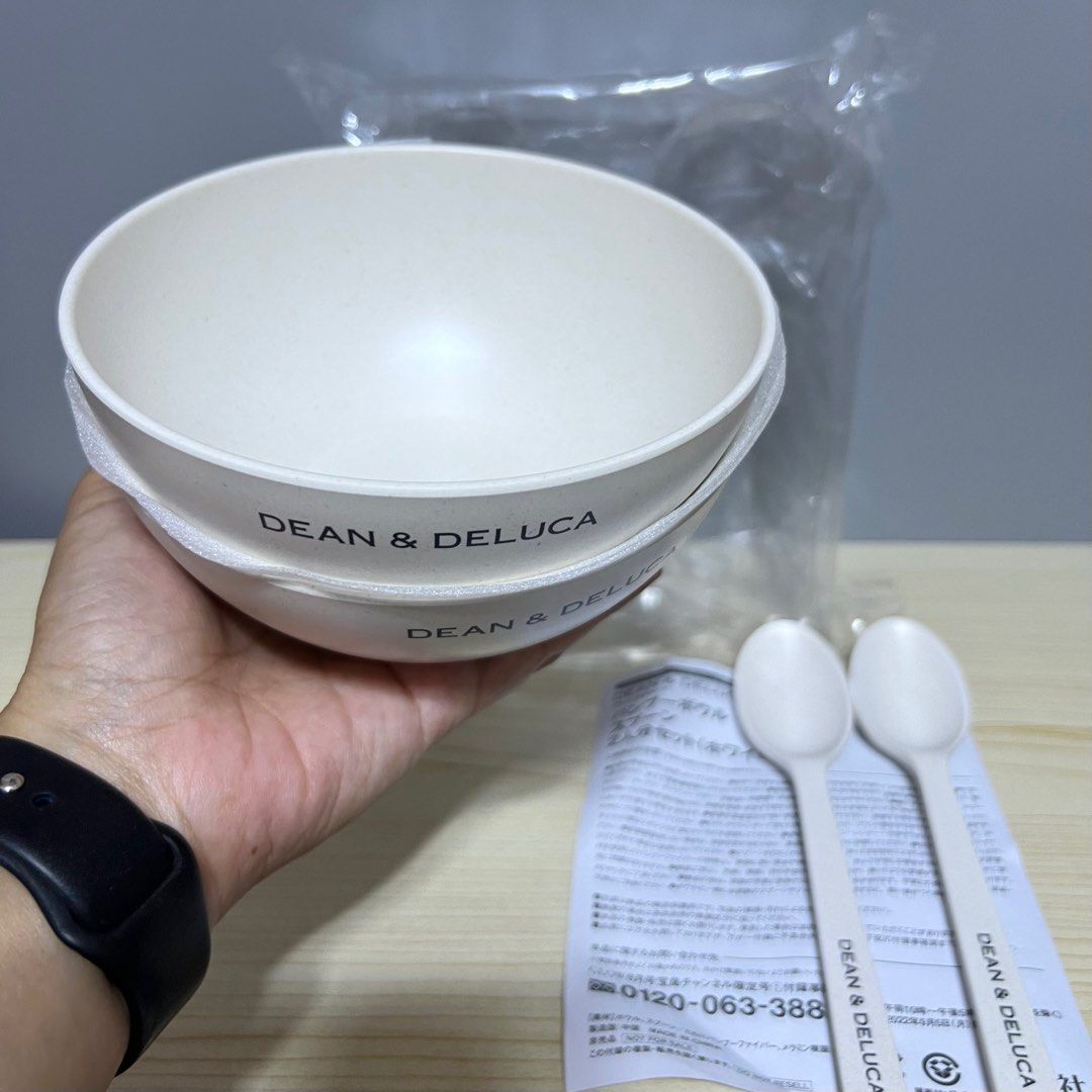 Dean & DeLuca Bowl and Spoon Set - Php 500/set (2 sets available) (Category: Dinnerware & Cutlery) located in Davao. Submitted by pandorastoybox (Listing ID 1395621202, Image 2). Description: Dean & DeLuca Bowl and Spoon Set - Php 500/set (2 sets available) Material: Bamboo fiber, Melamine resin Dimensions Bowl: Approx. 15cm diameter x 7cm height Spoon: Approx. 18cm length x 4cm width .