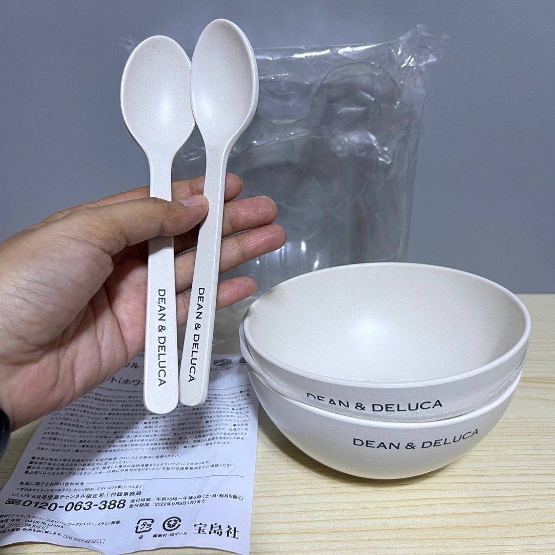Dean & DeLuca Bowl and Spoon Set - Php 500/set (2 sets available) (Category: Dinnerware & Cutlery) located in Davao. Submitted by pandorastoybox (Listing ID 1395621202, Image 3). Description: Dean & DeLuca Bowl and Spoon Set - Php 500/set (2 sets available) Material: Bamboo fiber, Melamine resin Dimensions Bowl: Approx. 15cm diameter x 7cm height Spoon: Approx. 18cm length x 4cm width .