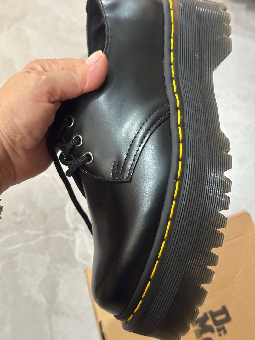 Doc Martens 1461 Quad 3 Eye shoes (Black) (Category: Loafers) located in Las Pinas. Submitted by bajoygama49292 (Listing ID 1395590949, Image 3). Description: Selling authentic Dr. Martens black 1461 Quad 3 Eye shoe yellow stitch. Bought from UK. Used only once. Rfs: Size is too big. Already bought another one. Slightly negotiable. Size: Womens US 8 Mens US 7 EU 39 UK 6.