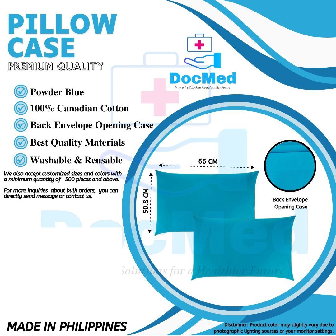 DOCMED HOSPITAL BED BLANKET AND PILLOW CASE (Category: Medical Supplies & Tools) located in Quezon City. Submitted by zyra26 (Listing ID 1395557533, Image 2). Description: hospital bedding made of 100% Canadian cotton, which includes blankets, bedsheets, and pillowcases. These linens are available in solid colors, such as white and powder blue, and are marketed as washable and reusable. .