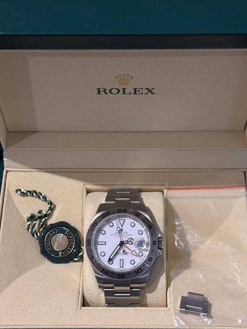 Explorer II - Polar White (Category: Luxury Watches) located in Taguig. Submitted by timelesstotesph (Listing ID 1395674536, Image 1). Description: • Reference: 216570 • Year: 2015 • Dial: Polar White • Bracelet: Oyster • Complete Set: Box + Papers + Manual + Tags + Links 💰 Selling Price: 520k only ✅ Open for Authentication 📩 DM for inquiries, more pics, or viewing schedule. .