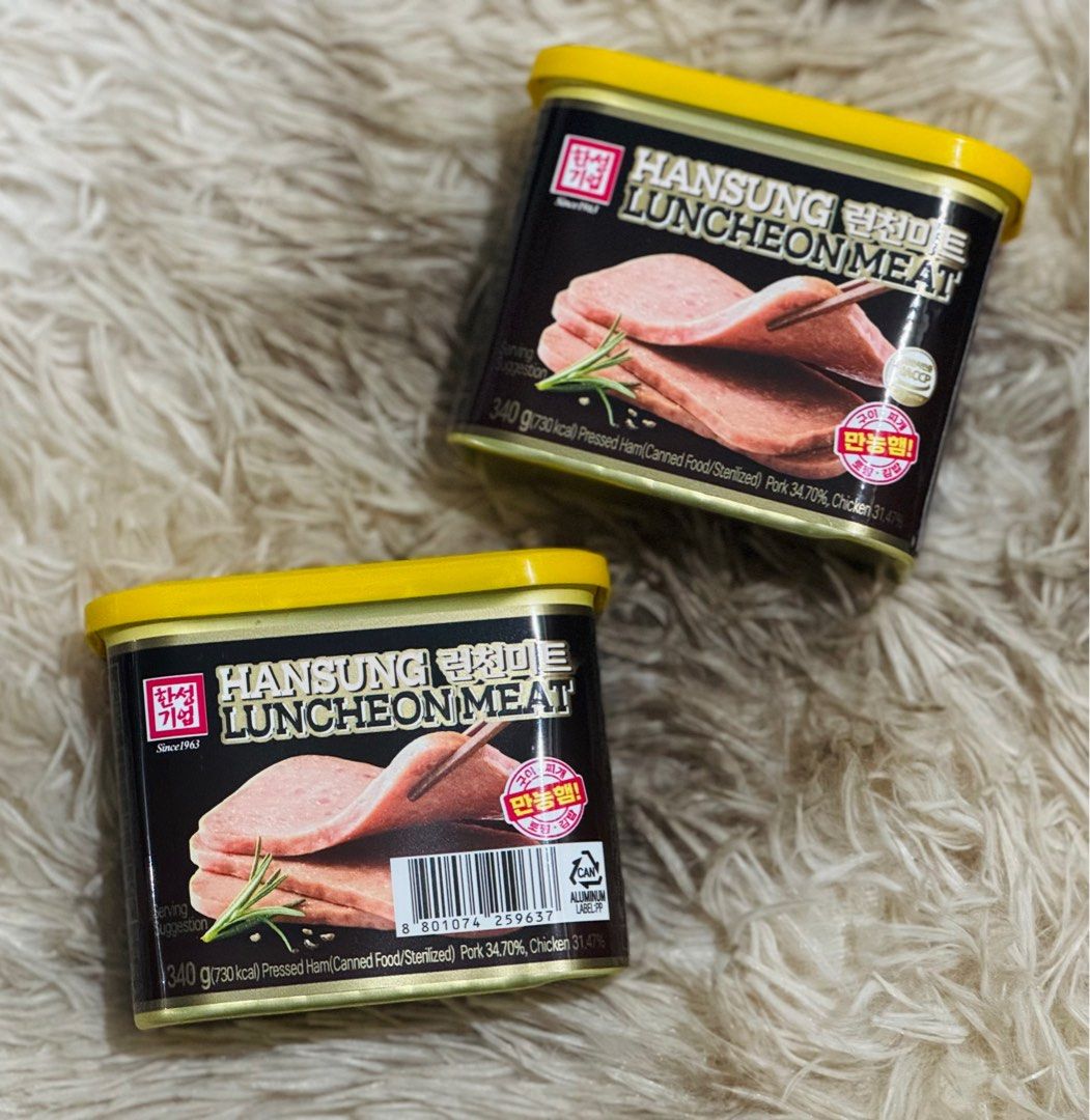 Hansung Luncheon Meat 340g (Category: Other Food & Drinks) located in Quezon City. Submitted by ciastore. (Listing ID 1395701371, Image 1). Description: - Hansung Luncheon Meat, 340g per can - Contains 24 cans per box 95 each 2 for 180 dm if per box mas mura .