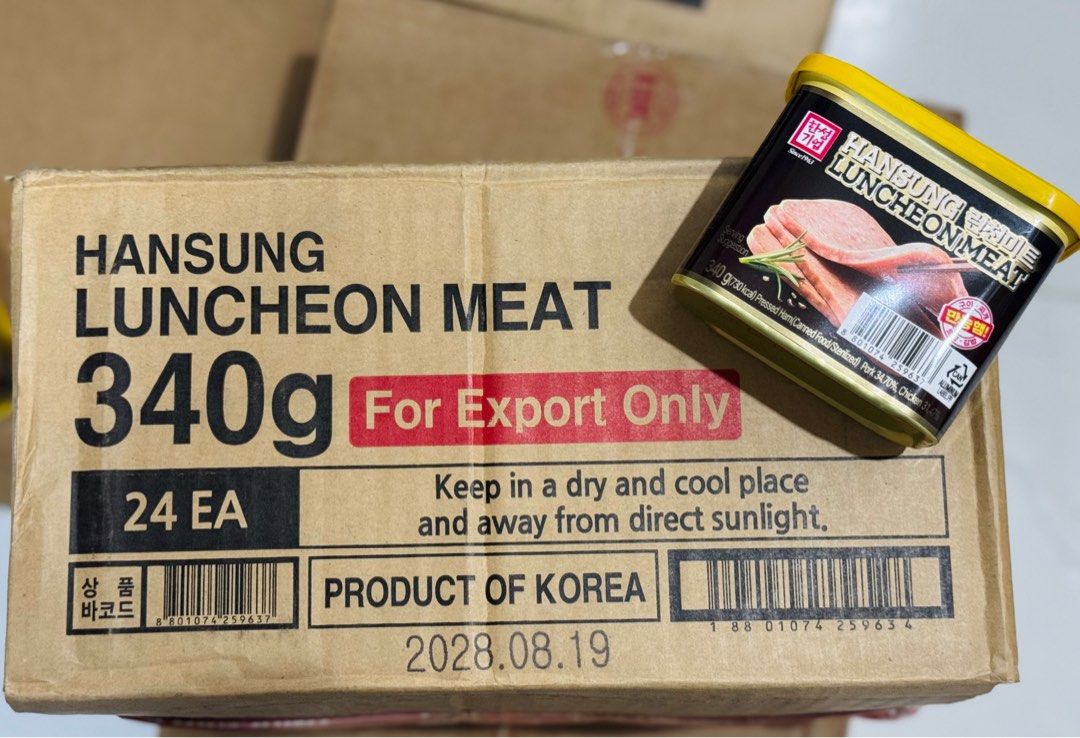 Hansung Luncheon Meat 340g (Category: Other Food & Drinks) located in Quezon City. Submitted by ciastore. (Listing ID 1395701371, Image 2). Description: - Hansung Luncheon Meat, 340g per can - Contains 24 cans per box 95 each 2 for 180 dm if per box mas mura .