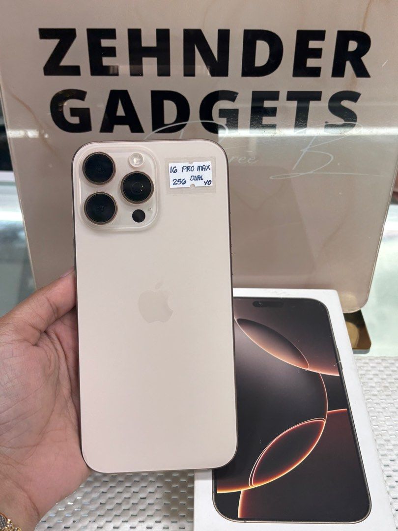 iPhone 16 PRO MAX 256GB OPENLINE (DUAL SIM) (Category: iPhone 16 Series) located in San Juan City. Submitted by desireebayal96 (Listing ID 1395716642, Image 1). Description: iPhone 16 PRO MAX (DESERT TITANIUM) * DUAL SIM * OPENLINE * ANY SIM * CH VARIANT * 256GB * 92% BATTERY HEALTH * 97% SMOOTH * NO ISSUE * NO HISTORY OF REPAIR * NOT REFURBISHED * WORKING FACE ID & TRUETONE * WITH CORD TYPE-C * WITH BOX SAME SERIAL NOTE:MAY ISANG MALIIT LANG PO 