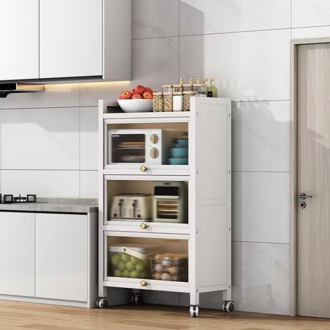 Kitchen Storage Cabinet Rack | Enclosed Microwave Oven Rack | Multi ...
