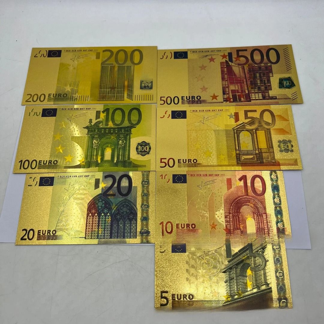 歐元金幣彩色鈔票紙幣收藏世界各國鈔票貨幣收藏品PET, 興趣及遊戲, 收藏品及紀念品, 錢幣- Carousell