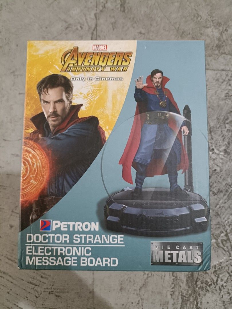 Petron Avengers Infinity War Doctor Strange Electronic Message Board Die cast display (Category: Western Merchandise) located in Quezon City. Submitted by icergo (Listing ID 1395697708, Image 1). Description: Selling Petron Avengers Infinity War Doctor Strange Electronic Message Board Die cast display Displayed previously, but no damage.