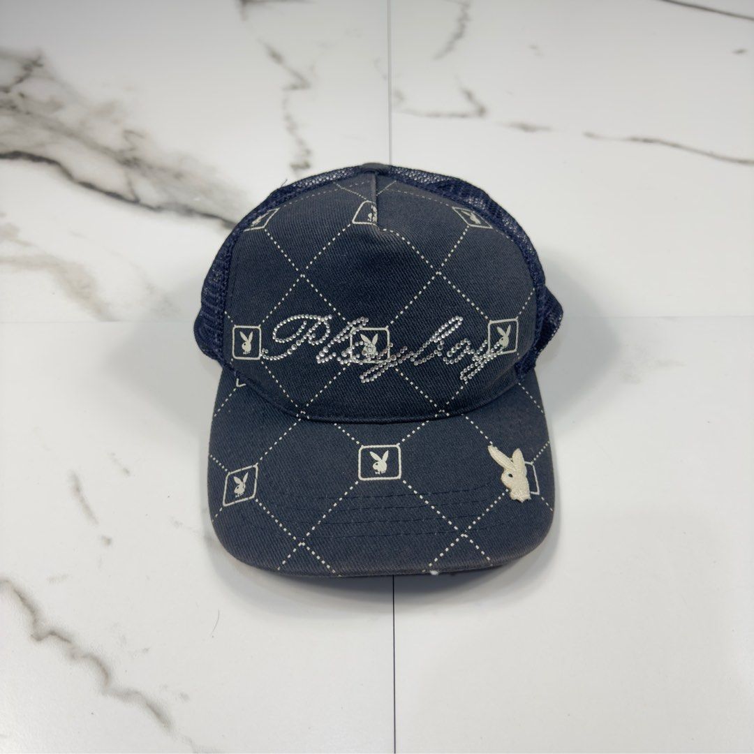 Playboy - Y2K Iced Out Monogram - Trucker Cap (Category: Caps & Hats) located in Dasmarinas. Submitted by F_A_Q (Listing ID 1395692746, Image 1). Description: ONE SIZE - Y2K/Vintage piece - Minimal discoloration - Needs restore .