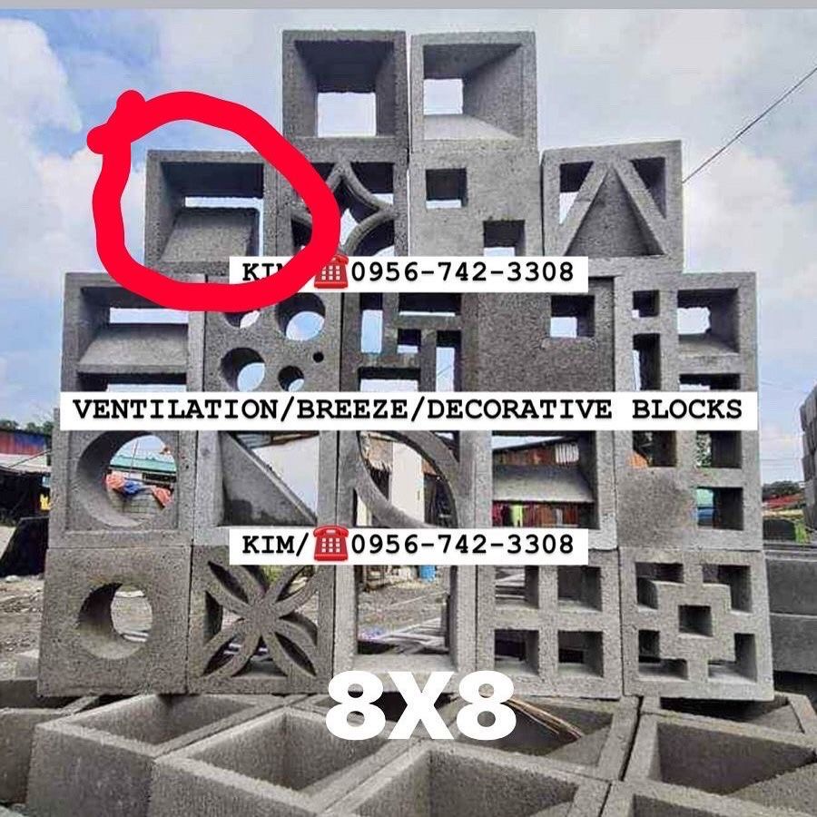 VENTILATION BLOCKS 8X8 INCHES (Category: Construction & Building Materials) located in San Mateo. Submitted by kim.mejos (Listing ID 1395577599, Image 2). Description: WE OFFER: MOHON/GRASS/VENTILATION BLOCKS/LOUVER BLOCKS/BREEZE BLOCKS/STEPPING STONES/WALL CLODDINGS/NON-SKID CONCRETE TILES/PAVERS/CRAZY CUT ARAAL/COBBLE STONES/VIGAN BRICKS/VIGAN TILES/PEBBLES/GREEN SLATE/ADOBE BLOCKS/ADOBE TILES/MARBLE DUST/PREMIUM BLACK SLATE/ELEPHANT CERAMIC CL