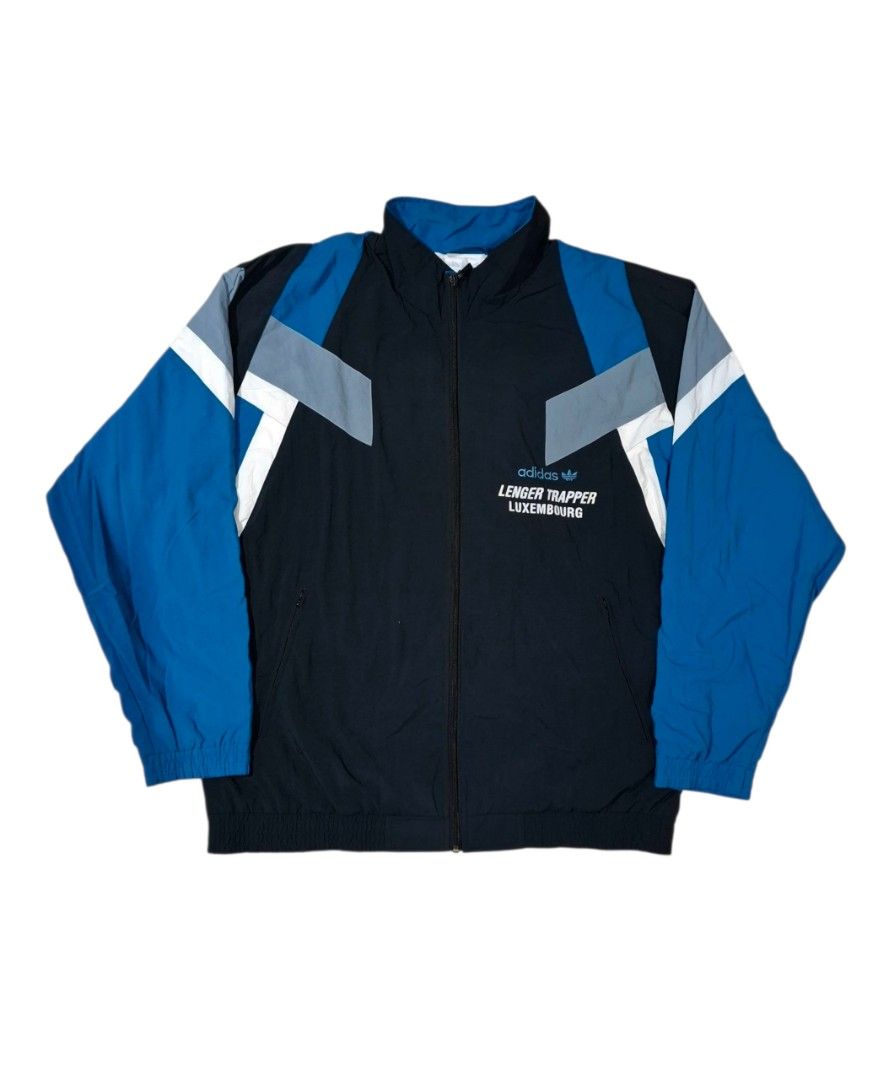 WINDBREAKER VINTAGE ADIDAS COLOUR BLOCK, Fesyen Pria, Pakaian