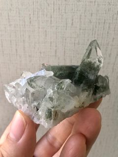 High Ice Transparency Himalayan White Crystal with Green Phantom Symbiotic Ornament, Himalayan Green Phantom Crystal Cluster, Buy 2 Get 95% Off, Buy 3 Get 90% Off PA1812-43433264225406583427110