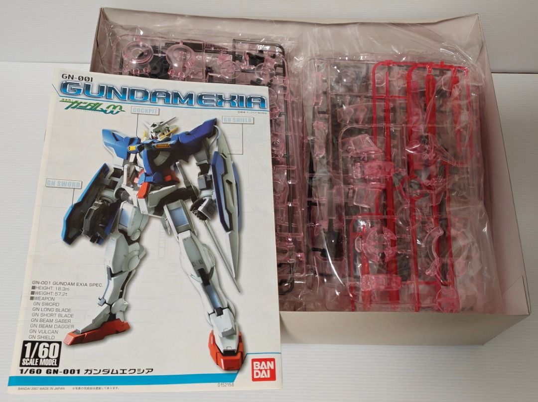 Bandai Namco 2008 Limited Edition 1/60 Scale NG GN-001 Gundam Exia Clear Color (Trans-Am Mode) Gunpla Model Kit - Not PG Perfect Grade (Category: Gundam Model Kits) located in Singapore. Submitted by pchan1990 (Listing ID 1390776381, Image 3). Description: Brand new runners sealed, selling due to no time to build and to clear space. Disclaimer: Box is not in good / mint conditions due to long period in storage, not for fussy buyers or box collect