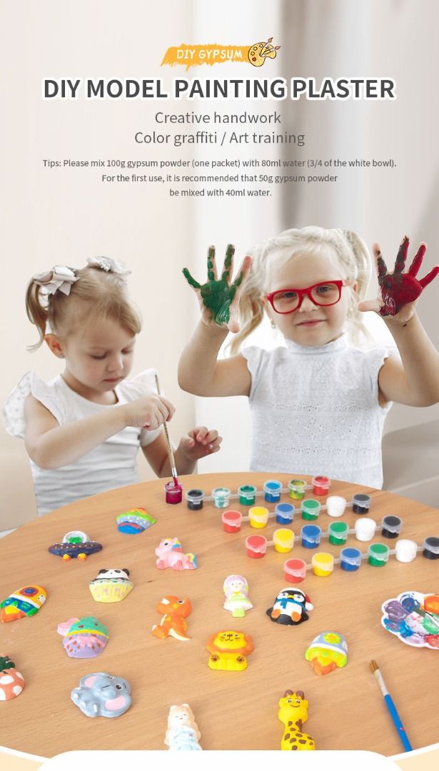 Children's DIY gypsum doll graffiti painted white toy set with paint ...