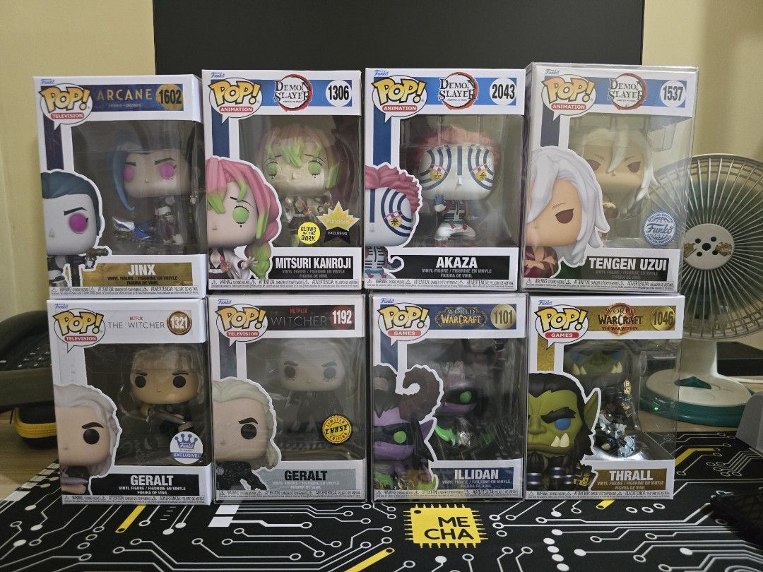 Funko Pop (Demon Slayer, Arcane, Warcraft, Witcher) (Category: Figurines & Statues) located in Manila. Submitted by cpmacasero (Listing ID 1390744339, Image 1). Description: ‼️Funko Pop Sale‼️ 🌌Demon Slayer Akaza 999 Kanroji (GITD) 750 Tengen 600 Take all 2.2k 💣Jinx 850 ⚔️ Warcraft Illidan 850 Thrall 600 Take all 1.4k ☠️Witcher Geralt (FSE & Chase) 2k 🛡️Protectors not included +20 Regular +50Boss 📍Location: Mandaluyong.