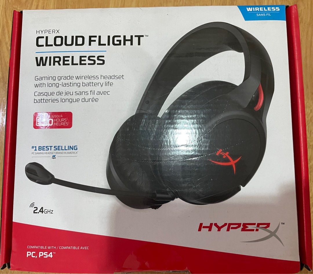 HyperX cloud flight wireless headphones (Category: Headphones & Headsets) located in Quezon City. Submitted by iu777 (Listing ID 1390671352, Image 1). Description: Selling pre-owned in very good condition HyperX cloud flight wireless Complete with box, mic, charger, manuals Only issue is torn leather portion of foam but works perfectly Best deal! 1/4 original price .