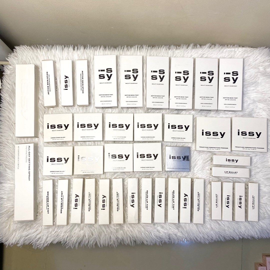 issy cosmetics makeup products brandnew (Category: Makeup) located in Quezon City. Submitted by winter.ree (Listing ID 1390745458, Image 1). Description: — issy active skin stick ˚ ༘♡ 🎀 shades: fawn, sand, vanille 🎀 srp: 599 🎀 selling only for 399 each — issy customizable eye & face palette nanopalette ˚ ༘♡ 🎀 srp: 149 🎀 selling only for 49 each — issy true flex all-day setting spray 100ml full size ˚ ༘♡ 🎀 srp: 700 🎀 selling only for 489 ea