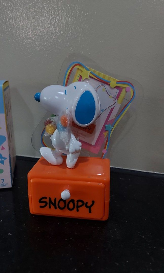 Peanuts Snoopy Mini Figure with Frame and Drawer (Category: Designer & Blind Box Toys) located in Taguig. Submitted by tinosaur (Listing ID 1390649621, Image 2). Description: complete and in mint condition. MiniSo Peanuts Snoopy blind box. Has a functioning drawer and card size image insert to be used as a frame..