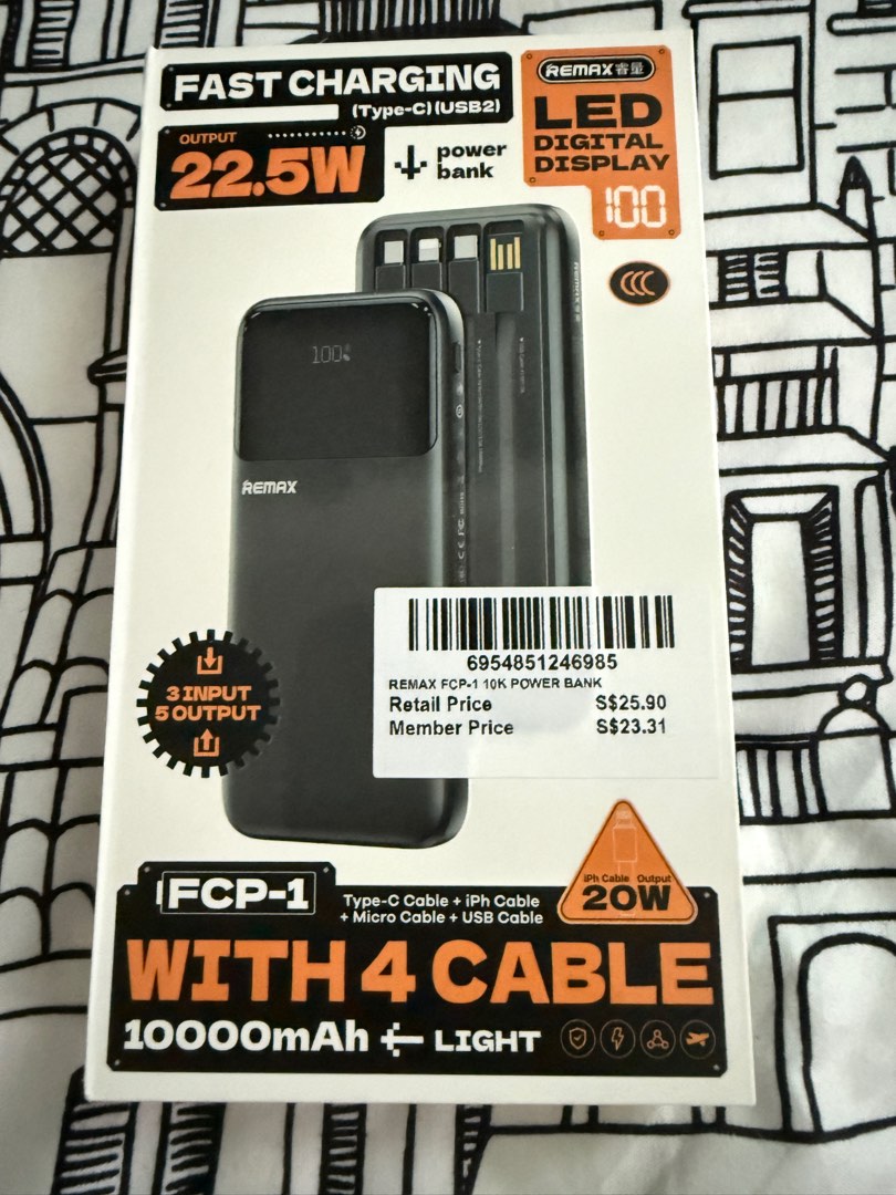 Remax 22.5W 10KmAh Power Bank with 4 Cables, Mobile Phones & Gadgets ...