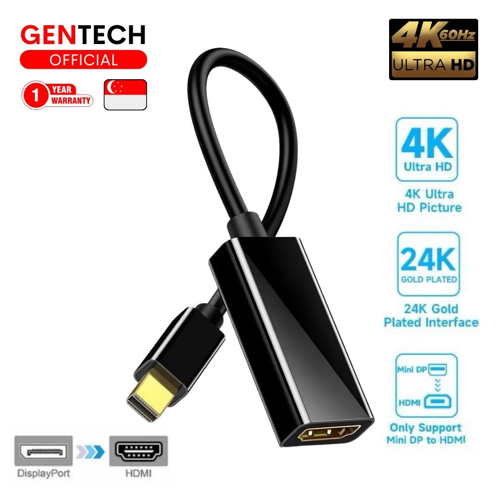 SG GENTECH DP to HDMI Adapter 4K DP Male to HDMI Female Video Audio ...