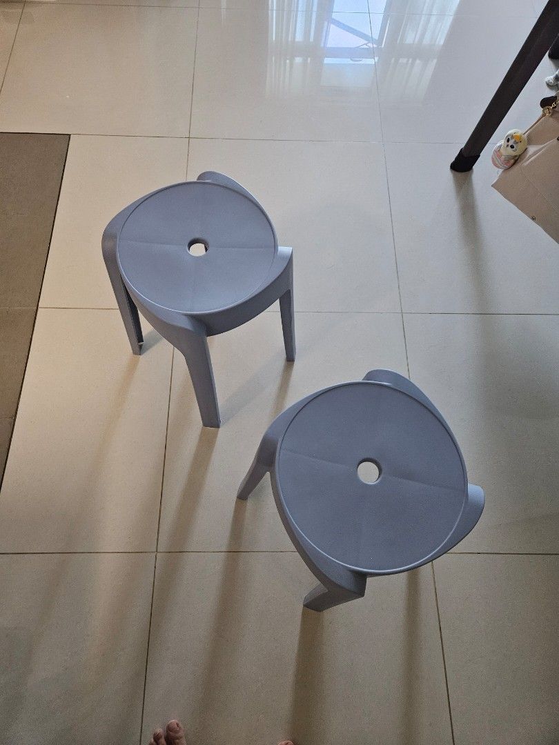 Stackable Stools (33cm diameter) (Category: Chairs) located in Singapore. Submitted by kopi. (Listing ID 1390604428, Image 1). Description: Brand new. Selling both for $15. Self-pickup..
