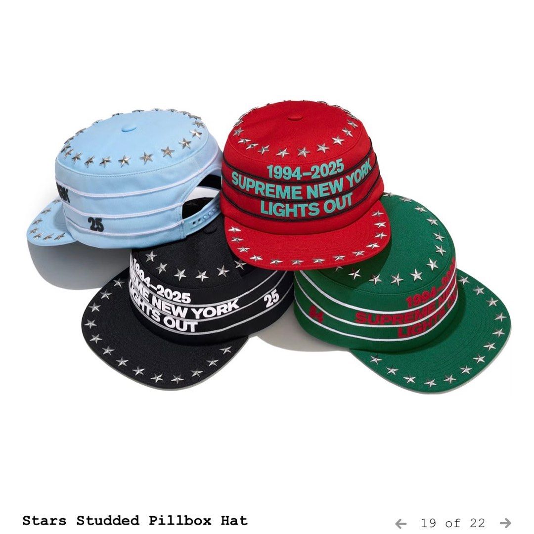 Supreme 25FW STARS STUDDED PILLBOX HAT 星星鉚釘藥盒帽, 他的