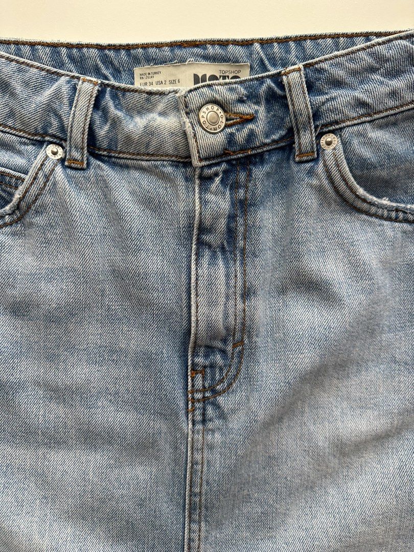 topshop denim skirt (Category: Skirts) located in Las Pinas. Submitted by shopskittle_ (Listing ID 1390638483, Image 2). Description: kindly read item description W26 L15 fave! so cute w any fit, v trendy rn last price posted. lowballers will not be entertained.