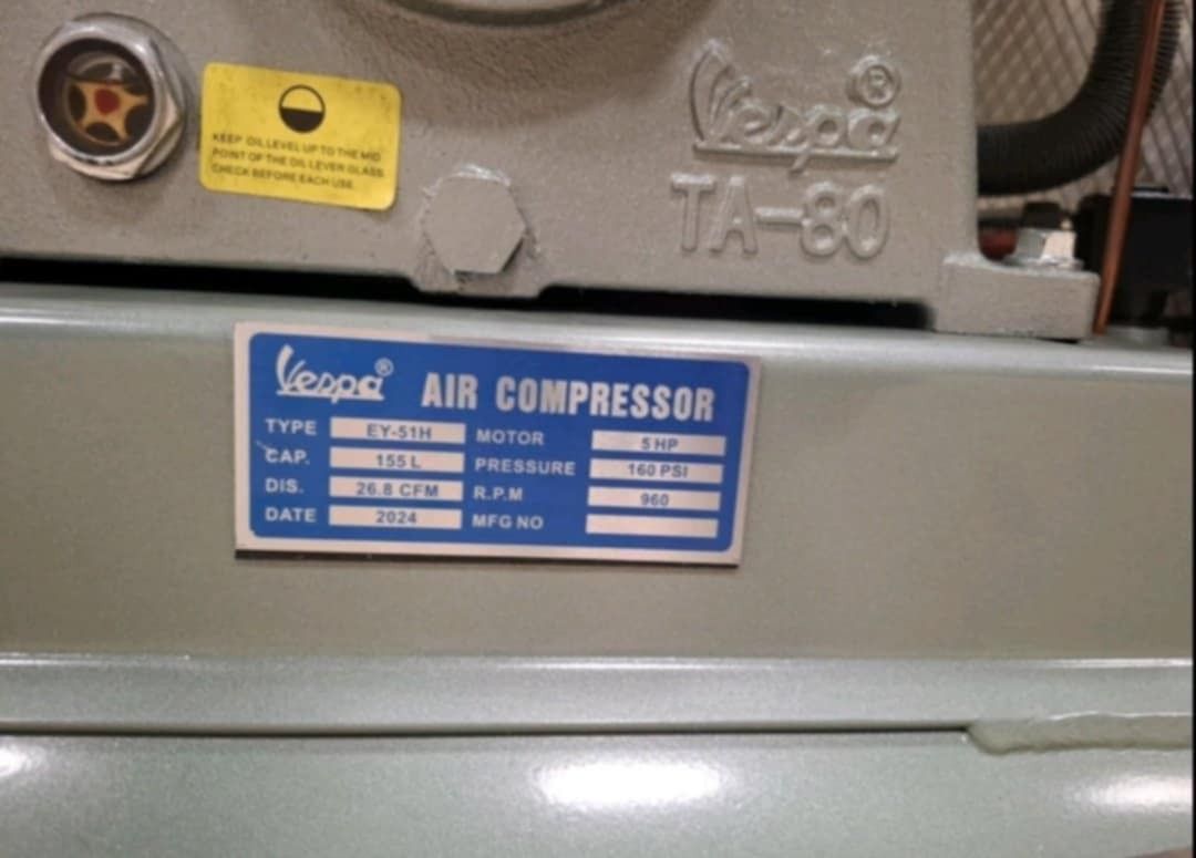 Vespa. Air. Compressor (Category: Construction Tools & Equipment) located in Manila. Submitted by charles_merchandise (Listing ID 1390624489, Image 2). Description: Vespa. Air. Compresor 2 stage. High pressure 2.0hp. Vespa. Air. Compresor 3.0hp. Vespa. Air. Compressr ( Single. Phase.) 3.0hp. Vespa. Air. Compressr (. Three. Phase. ) 5.0hp. Vespa. Air. Compressr (. Single. Phase.) 5.0hp. Vespa. Air. Cpmpressr ( Three. Phase.) 7.5hp. Vespa. Air. Com