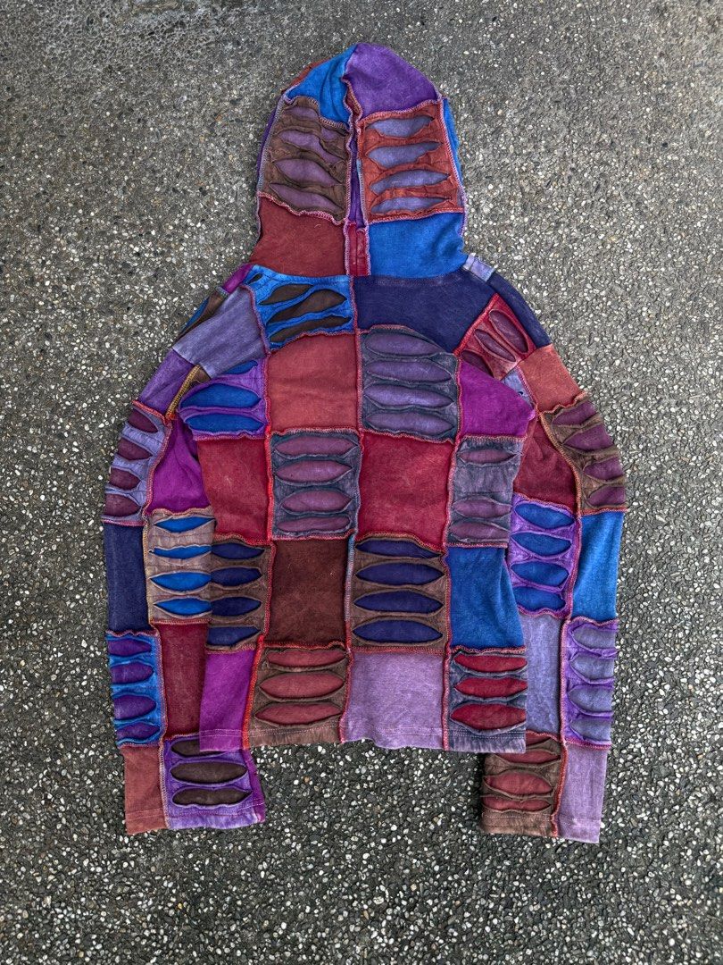 Vintage Multicolor Patchwork Nepal-made Zip-up Hoodie (Category: Coats, Jackets and Outerwear) located in Quezon City. Submitted by though.bare (Listing ID 1390654615, Image 2). Description: Fits L up to XL for Women In good condition, no major issues Width : 18" Length : 24" Sleeve : 22" Shoulder : 18.5" Listings not marked sold/reserved are available for purchase Feel free to send me a DM for inquiries! Payment thru GCash only These are prelove